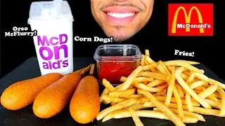 MCDONALDS CORN DOGS FRENCH FRIES OREO MCFLURRY ICE CREAM EATING SHOW JERRY NO TALKING