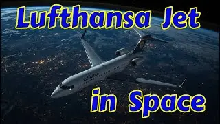 Lufthansa Jet in Space &ndash; Orbiting Earth at Night  Cinematic Space Loop 4K