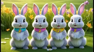 Five Little Bunnies Jumping on the Ground | Fun Counting Song for Kids | Active Bunny Adventure