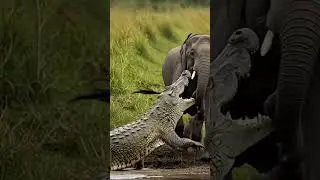 OH No 😳 Elephant save Baby Elephant to Crocodile #wildtv #animals#ai#cow #lion#short#shorts#ytshorts