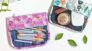 DIY Cute Small Denim and Floral with Clear Window Bag from Fabric Remnants | Bag Tutorial | Upcycle