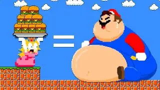 Super Mario Bros: Peach Vs Fat Mario Super Sized Maze Escape | Game Animation