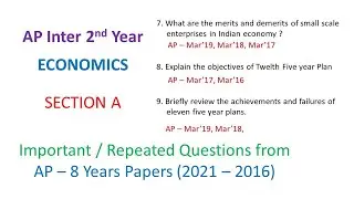 AP Inter 2nd Year Economics Repeated & Important Questions from Section A 10 marks questions