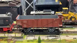 Modellbahn mit Dreischienengleis f&uuml;r Magnus Spur 2 Regelspur und LGB Spur G automatisch gesteuert