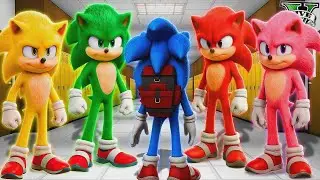 Intru în școala colorată Sonic din GTA 5! (mod inspirat de filmul Sonic)
