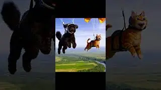 AI dog and cat sky diving!! #ai #dog #cat #animals #cute #funny #fyp