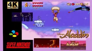 Disney's Aladdin (1993) SNES Games Walkthrough True Ending All 70 Red Gems(4K 60FPS) No Commentary