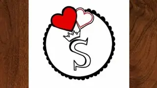 Circle Letter Heart Drawing || S Alphabet Love Art || Easy Crown Pencil Sketch for Beginners