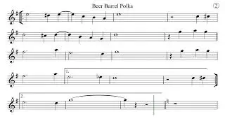 BEER BARREL POLKA (Roll Out the Barrel) for flute or violin Sheet Music Play Along Backing Track