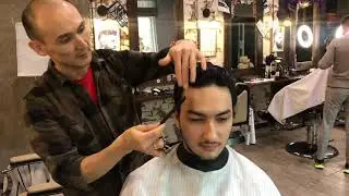 стрижка с ножницами Барбер Чингиз