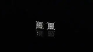 10K WHITE GOLD .25CTW PRINCESSA DIAMOND EARRINGS