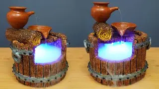 DIY Tabletop Water Fountain | Fake Wood Craft | Amazing Home Made Terracotta Water Fountain