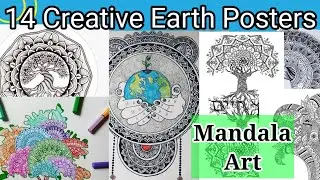 14 Unique Earth Day Posters, Mandala Art, world#trending #earth #viral #status #cards