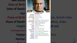 Amrish Puri Biography  🌹 ❤️  #youtubeshorts #shortvideo #shorts #short