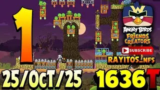 Прохождение турнира Angry Birds Friends Level 1, 1636, рекорды, POWER-UP