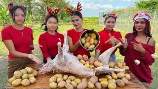 Happy Merry Christmas day AND cooking tasty food with potato in my countryside