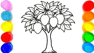 Mango Tree Drawing Easy | How to draw a mango tree step by step | Tree drawing with mango 🥭| #fruit 