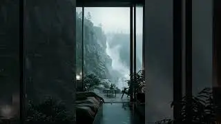 Rain & Waterfall Ambience by a Cliff House | Relaxing Nature Sounds 🌧️💧#rainambience #asmrrain