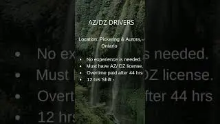 New License AZ/DZ Drivers Job: Aurora & Pickering
