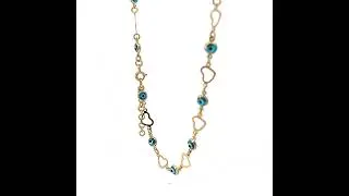19.2k Portuguese Gold Glass Eye with Hearts Necklace 19221533001 5