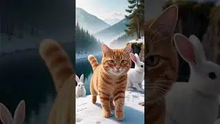 Stop Right There🐾 #RealisticCat #SnowDrama #CinematicPause