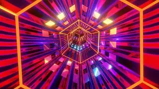 4K Fast Moving Hexagon Tunnel Metallic Color Neon Light Screensaver Motion  Background Video Loop