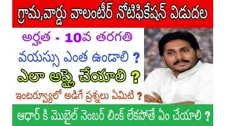 AP grama volunteer notification released, Ward volunteer notification,grama volunteer apply process
