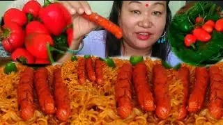 2x current noodles buf sausage  6 Akabare khorsani 🌶️ 😋
