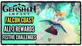 Genshin Impact Falcon Coast All 3 Rewards 3000 pts Floral Freefall Festive Challenges