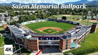 Aerial Drone Views of Salem Memorial Ballpark, Salem, VA (Home of the Salem Red Sox) | 4K
