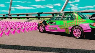 Cars Vs Red Spikes - BeamNg.drive #6