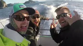 4 Guys on an Alaska Charter Catching Halibut and Squid