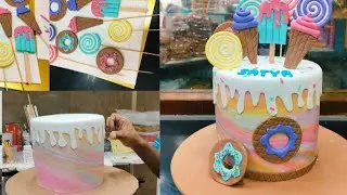 How To Make Lollipop Cake | Fondant December Cake | 1ST Birthday Lollipop Cake | Rambo Colour Cake