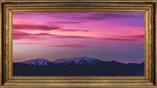 Pink & Purple Sunset Over Mountains | 2H Ambient Video | Cozy Home Wall Art