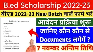 UP B.ed Scholarship Form 2022 || UP B.ed Scholarship Form important Documents || UP Scholarship 2022