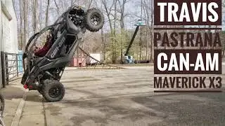 Travis Pastrana ripping a Can-Am Maverick X3 on the track at Pastranaland