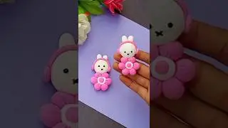 Trying Air Dry Clay Art for the first time 🥰 🐰#clayart #diy #clay #shorts