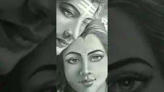 mahadev & goddess parvati realistic drawing #Shiviart#artist