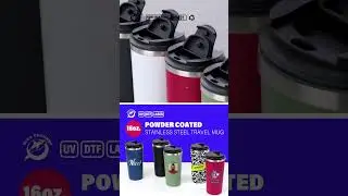 Custom 16 oz. Powder Coated Stainless Steel Travel Mug | laser engraving | UV DTF Factory #shorts