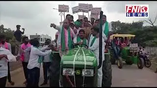 TRS MLA Jajula Surender took part in protest against union government