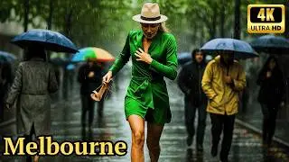 MAGICAL Rainy Day Walk in Melbourne! Melbourne Waking Tour 4K