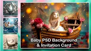 💎 Baby Photo Editing PSD Pack | HD Backgrounds & Editable Invitation Templates | Free Download 💎