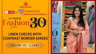 Summer Fashion Sale - Linen Checks With Contrast Border Sarees - @ Flat 30% OFF | Kalamandir LIVE