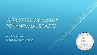 Andriy Dmytryshyn, Geometry of matrix polynomial spaces