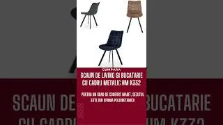 Scaun de living si bucatarie cu cadru metalic, HM K332, ergonomic, stofa velvet, 84x46x61 cm, 100 Kg