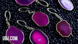 Pink Agate Stone Brass Hangers | UrbanBodyJewelry.com