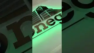 3d office sign on plate with AI RGB lights on the back #artsigns #logo #signage