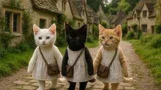Kittens and mother heartwarming countryside cat story 