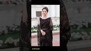 Black Saree design #shortsfeed #youtubeshorts #shorts #short #saree #black #haniaaamir #ayezakhan