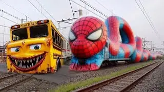 Wadidaw Kereta Listrik Berubah Kereta Bus Monster Exe, Kereta Ular Spiderman